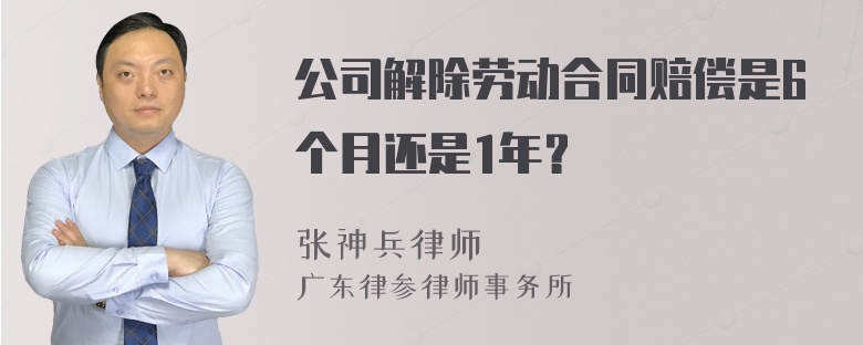 公司解除劳动合同赔偿是6个月还是1年？