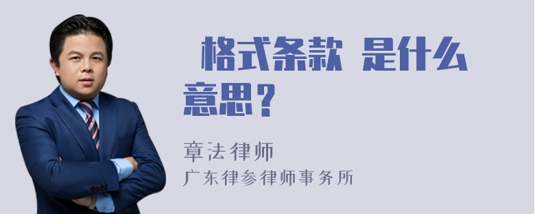  格式条款 是什么意思？