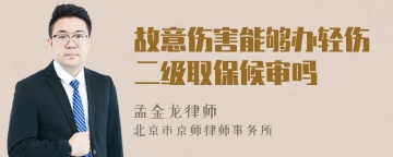 故意伤害能够办轻伤二级取保候审吗