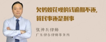 欠蚂蚁花呗的钱逾期不还,算民事还是刑事