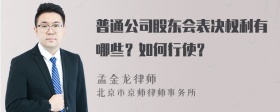 普通公司股东会表决权利有哪些？如何行使？