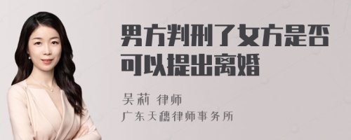 男方判刑了女方是否可以提出离婚