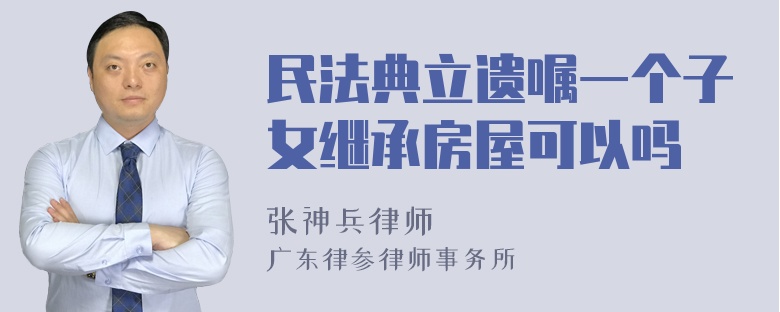 民法典立遗嘱一个子女继承房屋可以吗