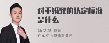 对重婚罪的认定标准是什么