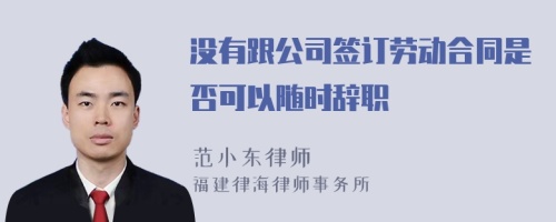 没有跟公司签订劳动合同是否可以随时辞职