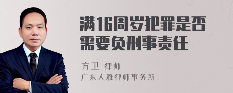 满16周岁犯罪是否需要负刑事责任