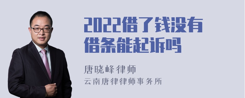 2022借了钱没有借条能起诉吗