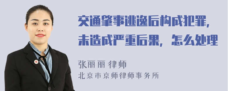 交通肇事逃逸后构成犯罪，未造成严重后果，怎么处理