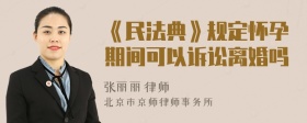 《民法典》规定怀孕期间可以诉讼离婚吗