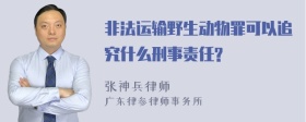 非法运输野生动物罪可以追究什么刑事责任?