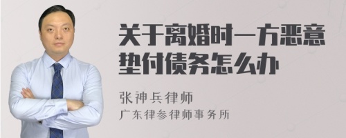 关于离婚时一方恶意垫付债务怎么办