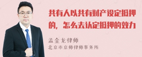 共有人以共有财产设定抵押的，怎么去认定抵押的效力