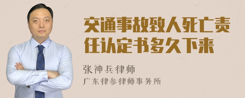 交通事故致人死亡责任认定书多久下来