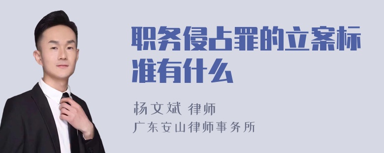 职务侵占罪的立案标准有什么