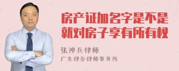 房产证加名字是不是就对房子享有所有权