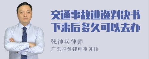 交通事故逃逸判决书下来后多久可以去办