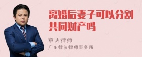 离婚后妻子可以分割共同财产吗