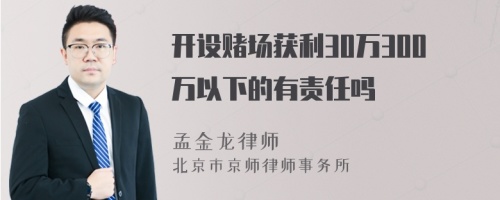 开设赌场获利30万300万以下的有责任吗