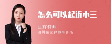 怎么可以起诉小三