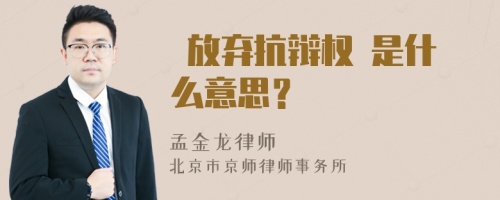  放弃抗辩权 是什么意思？