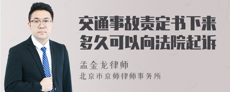 交通事故责定书下来多久可以向法院起诉