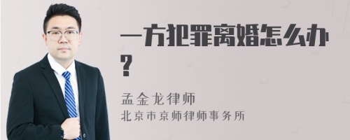 一方犯罪离婚怎么办?