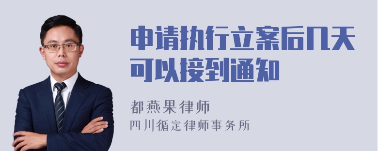 申请执行立案后几天可以接到通知