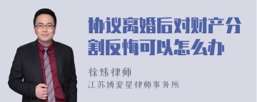 协议离婚后对财产分割反悔可以怎么办