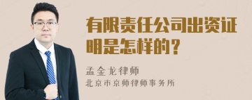 有限责任公司出资证明是怎样的？