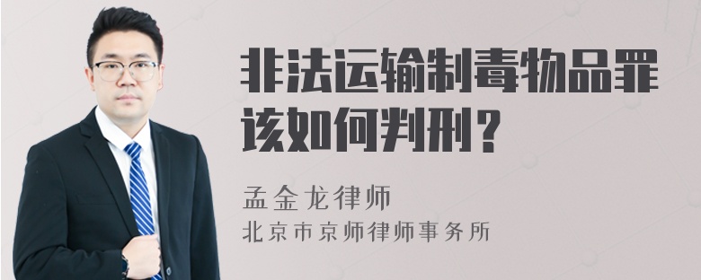 非法运输制毒物品罪该如何判刑？