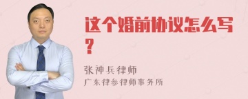 这个婚前协议怎么写?