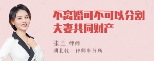 不离婚可不可以分割夫妻共同财产