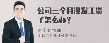 公司三个月没发工资了怎么办？