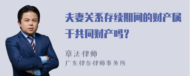 夫妻关系存续期间的财产属于共同财产吗？