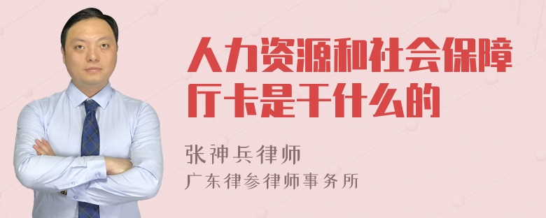 人力资源和社会保障厅卡是干什么的