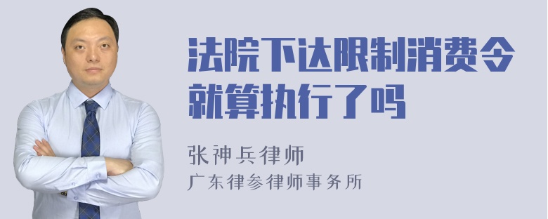 法院下达限制消费令就算执行了吗