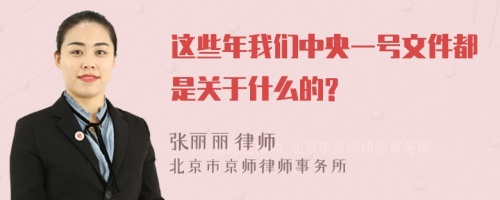 这些年我们中央一号文件都是关于什么的?