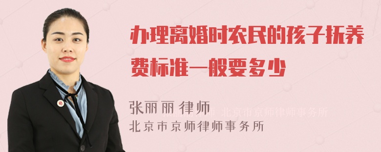 办理离婚时农民的孩子抚养费标准一般要多少