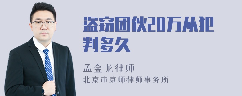 盗窃团伙20万从犯判多久