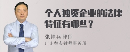 个人独资企业的法律特征有哪些？