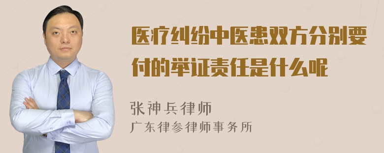 医疗纠纷中医患双方分别要付的举证责任是什么呢