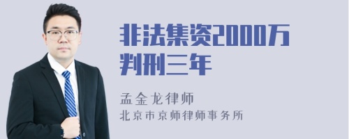 非法集资2000万判刑三年