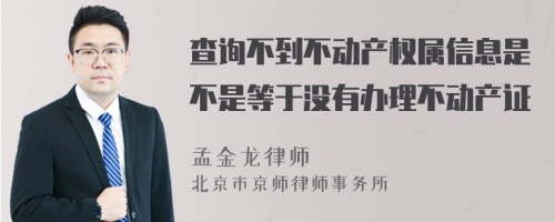 查询不到不动产权属信息是不是等于没有办理不动产证