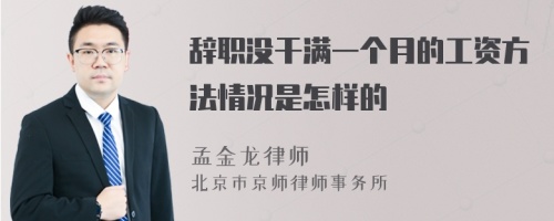 辞职没干满一个月的工资方法情况是怎样的