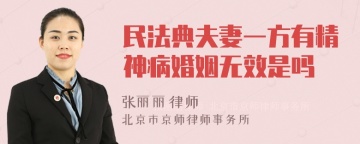 民法典夫妻一方有精神病婚姻无效是吗