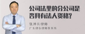 公司法里的分公司是否具有法人资格?