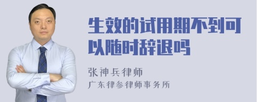 生效的试用期不到可以随时辞退吗