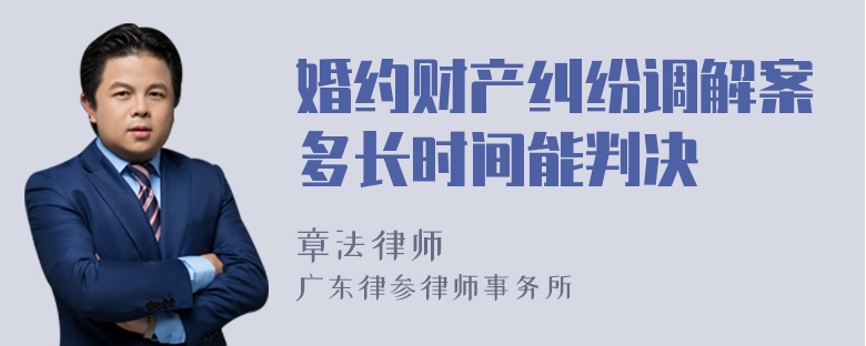 婚约财产纠纷调解案多长时间能判决