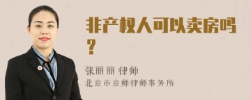 非产权人可以卖房吗？