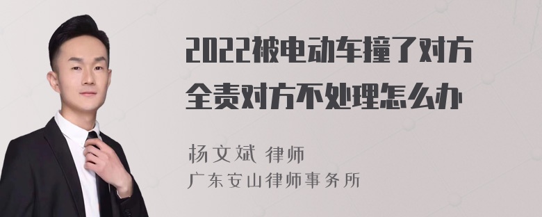 2022被电动车撞了对方全责对方不处理怎么办